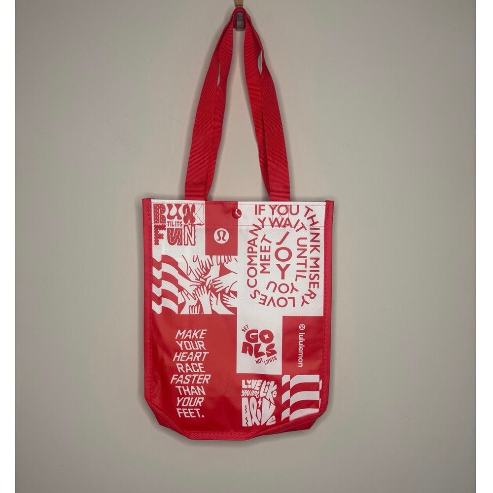 Lululemon Reusable Shopping Bag Red White Small